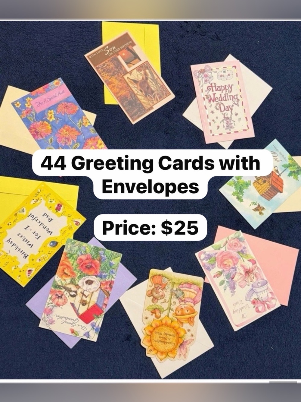 44 Greeting Cards with Envelopes for Various Occasions